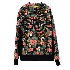 Saga Outerwear Tek Floral Hooded Sweatshirt Hoodie Pockets Snow Size Medium